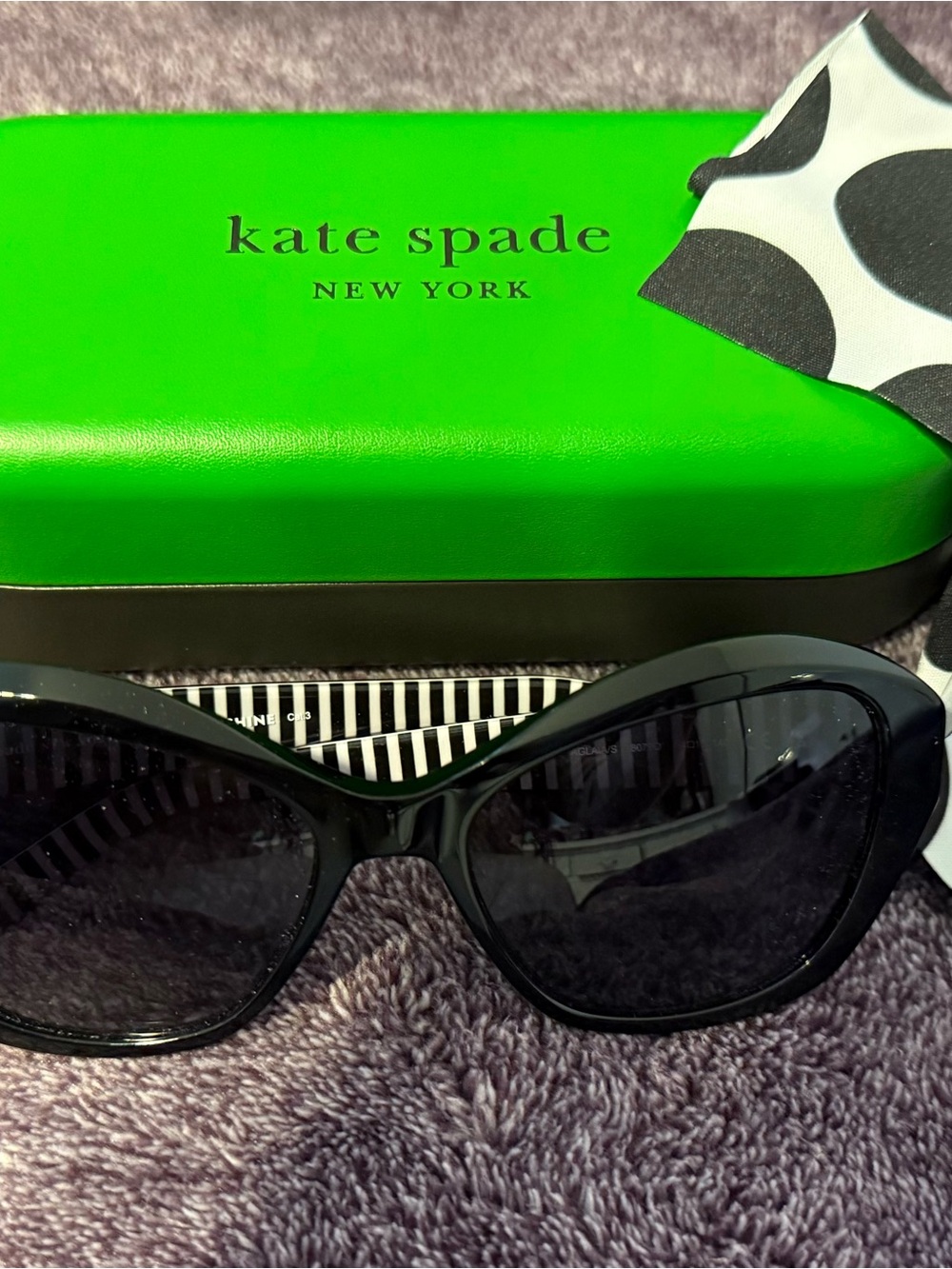 kate spade Black Cat-Eye Sunglasses with Dark Lenses